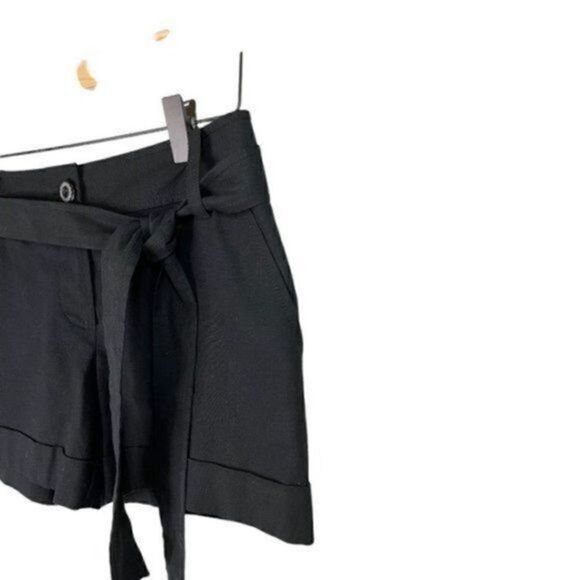 Trina Turk Linen Cotton Blend Cuffed Linen Shorts w/Belt  2 Black - Picture 9 of 15
